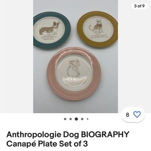 NWOT Set of 3 Anthropologie Anthropologie Dog BIOGRAPHY
Canapé Plate Set of 3